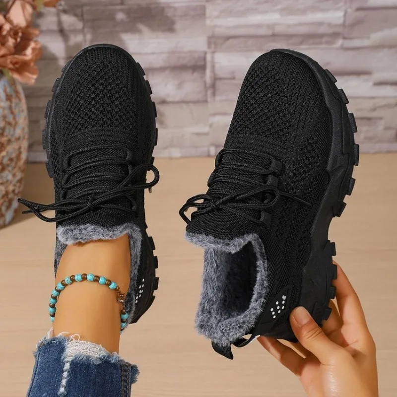Damen-Wintersneakers mit Therm – Knit Fabric Lace Up Sneakers Bewertung und Preis